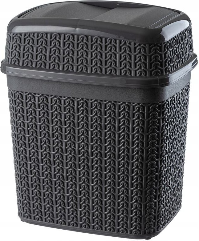 Kadax - Kosmetikeimer aus Kunststoff, Abfalleimer mit Schwingdeckel, 5L, anthrazit