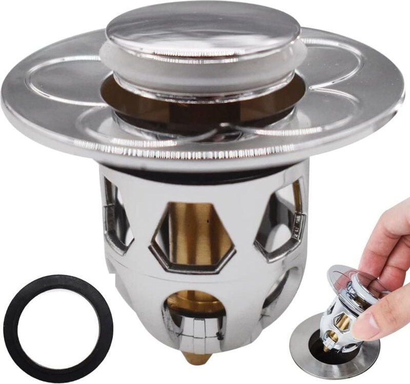Ersandy - Pop-Up-Spülbecken-Stopper, Waschbecken-Stopper, Anti-Blockier-Abflussfilter, Pop-Up-Ablaufventil, Badezimmer-S...