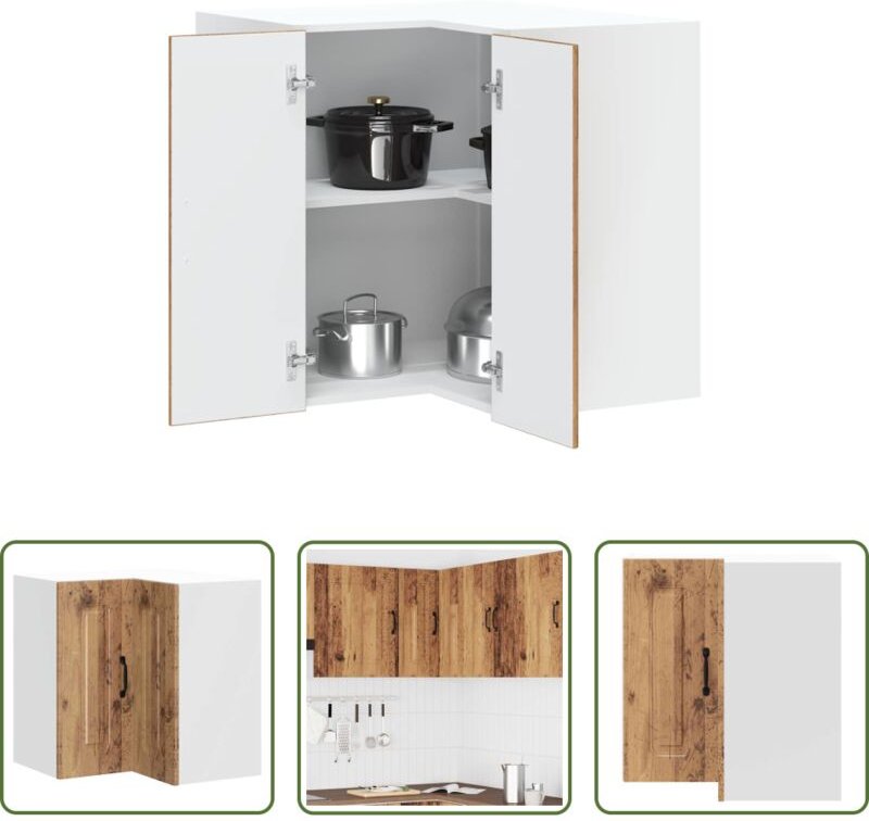 Holzwerkstoff - Küchen-Eckhängeschrank Kalmar Altholz-Optik Holzwerkstoff
