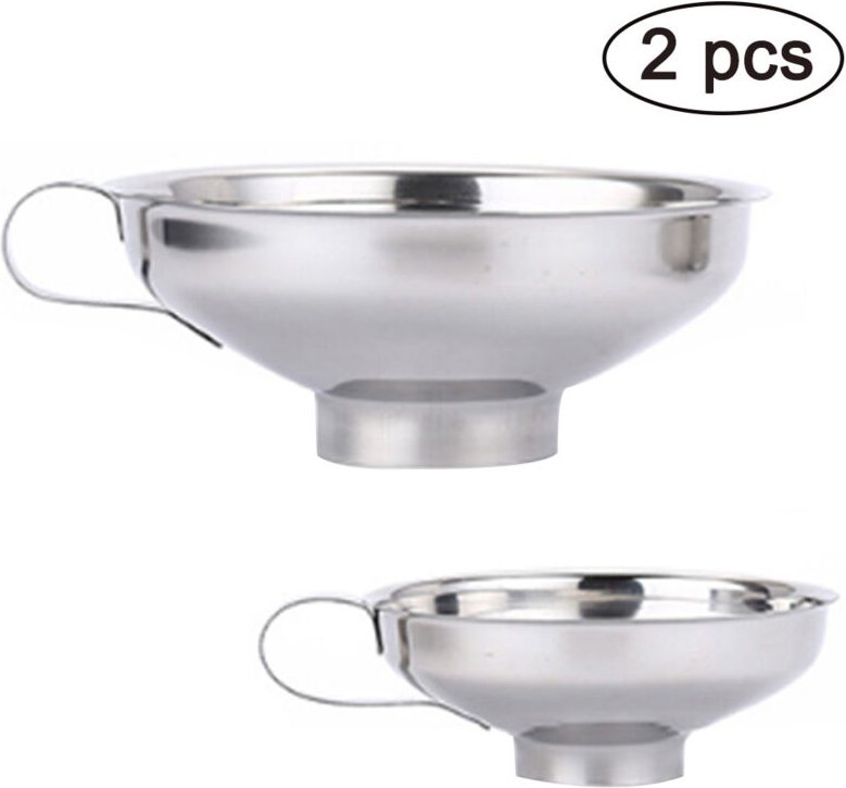 Set aus 2 Edelstahltrichtern (groß + klein) für Flüssigkeiten, Öle, Pulver, Bohnen, Marmeladen und weite Behälter