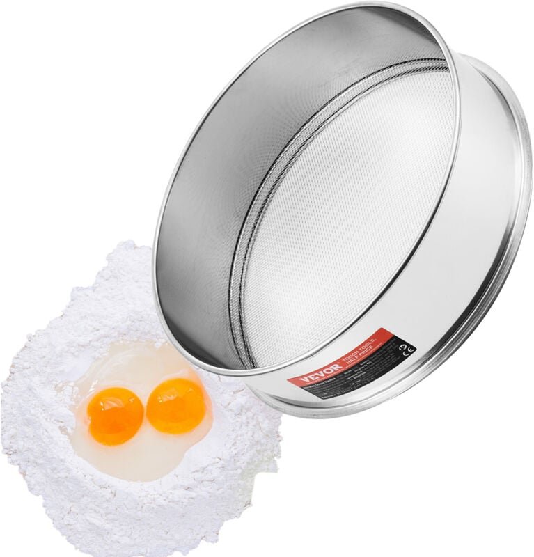 Mehlsieb mit feiner Masche, 10 Maschen Mehlsieb, 304 Edelstahl Feinmaschiges Sieb in Lebensmittelqualität, Durchmesser 1...