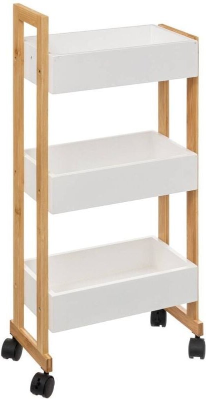 Servierwagen mit 3 ebenen auf rollen naturéo bambus weiß - 5five