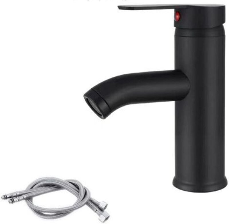 Schwarze quadratische Waschbeckenarmaturen, Schwarze Waschbeckenarmaturen, Mischbatterie für heißes und kaltes Wasser au...