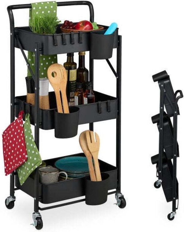 Zusammenklappbarer trolley mit 3 ablagen