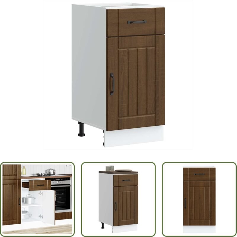vidaXL Holzwerkstoff - Küchen-Unterschrank Lucca Braun Eichen-Optik Holzwerkstoff