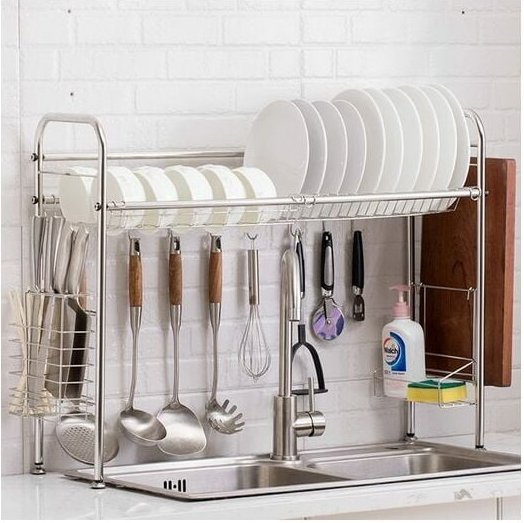 Abtropfgestelle, Geschirrständer Abtropfgestell, Geschirrkorb Edelstahl, 60CM, mit Utensilienhalter, Schneidebretthalter...