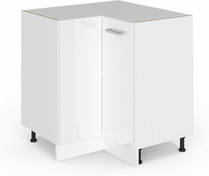 Vicco - Eckunterschrank R-Line, Weiß Hochglanz, 75.6 cm ohne Arbeitsplatte