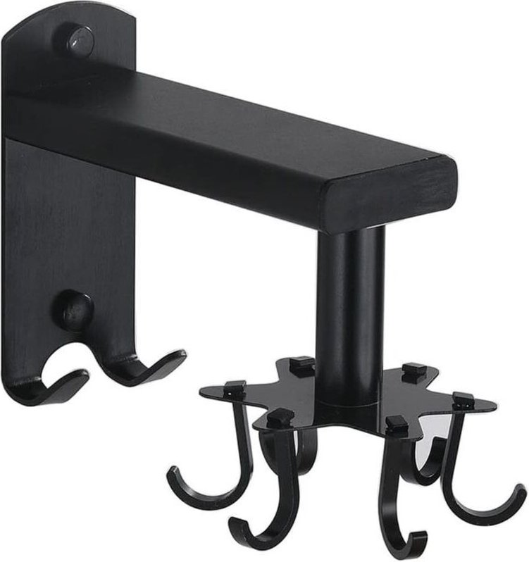 Drehbarer Küchenhaken zur Wandmontage, 360° drehbarer Küchenutensilienhalter mit 6 Haken, Küchenutensilienregal, Wandhal...