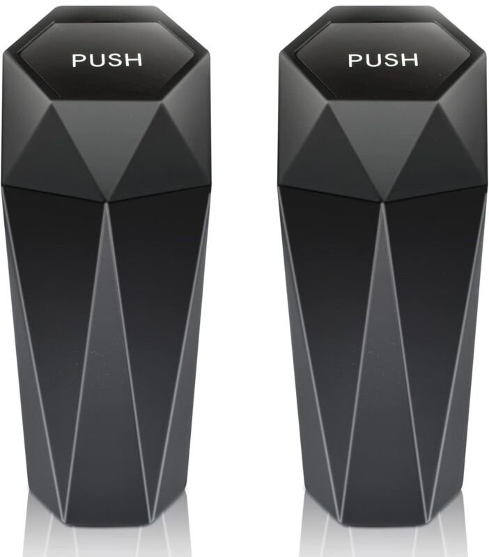 2er-Pack Mini-Autoabfalleimer mit Deckel, auslaufsicher, großes Fassungsvermögen von 550 ml, geeignet für Auto, Zuhause ...