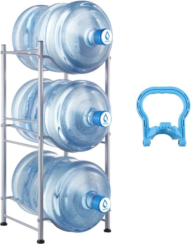 Thumbnail - VEVOR Wasserkrughalter mit 3 Ebenen, 5-Gallonen-Wasserflaschenhalter, einreihiges Wasserflaschenregal für 3 Flaschen, ro...