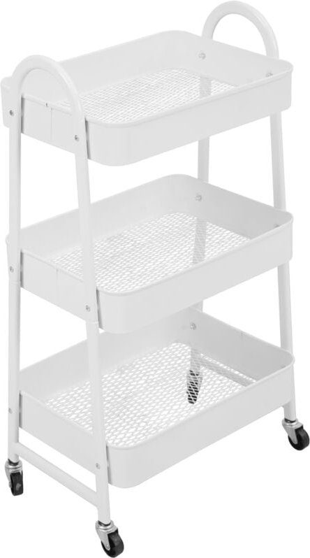 Servierwagen mit Rollen 3 Ebenen Badezimmer Regal Weiß - Svita