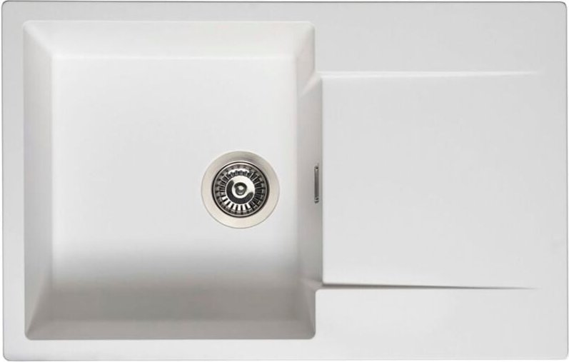 Reginox - Einbauspüle mit Abtropffläche Amsterdam 78 - robustes Spülbecken aus Granit, pure white