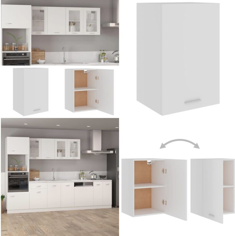 Hängeschrank Weiß 39,5x31x60 cm Holzwerkstoff - Küchenregal - Hängeschrank - Weißer Schrank - Holzschrank - Wohnzimmermö...