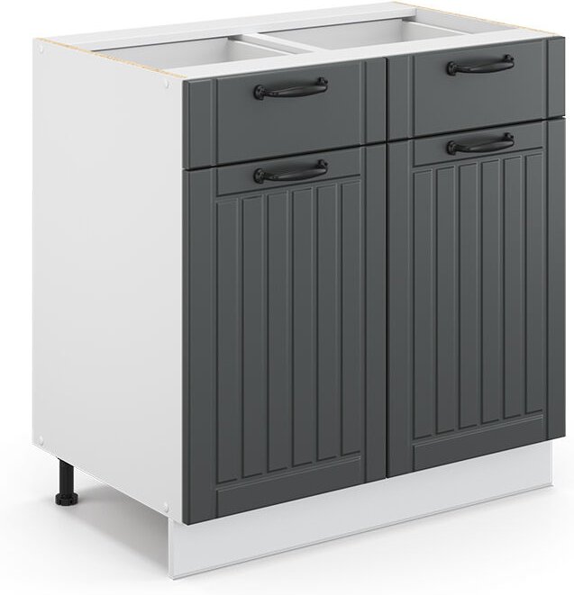 Vicco - Küchenschränke Fame-Line, Anthrazit Landhaus, 80 cm ohne Arbeitsplatte