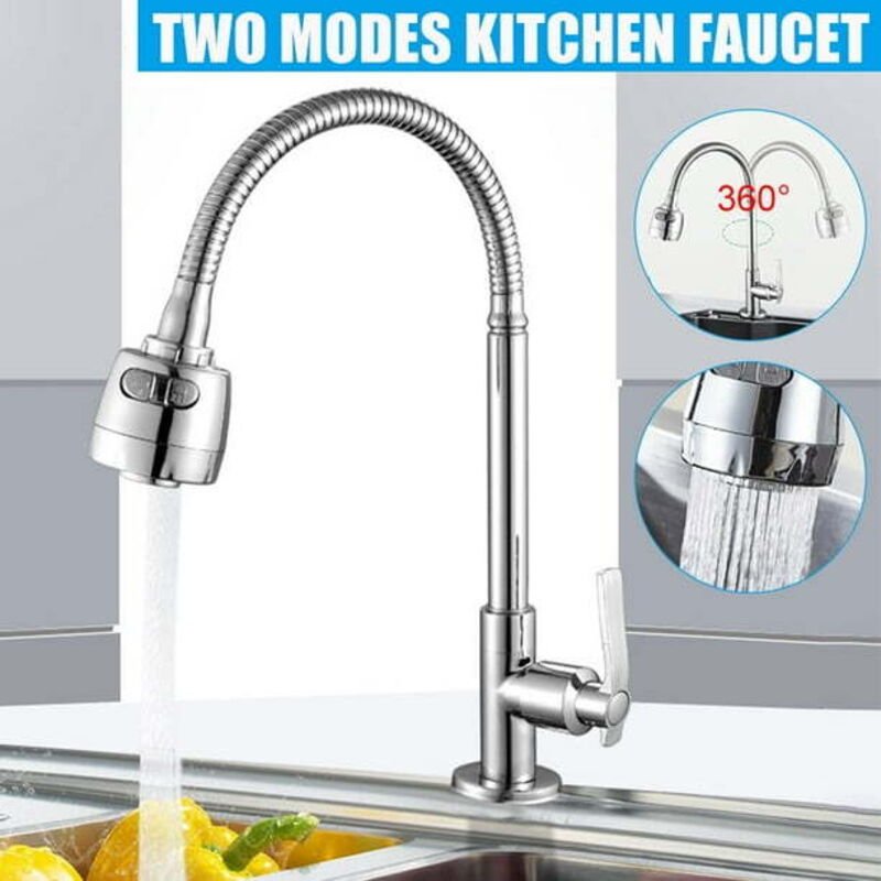 Kitchen Faucet with Sprayer - 360° Rotation - Two Modes - One Button Switch