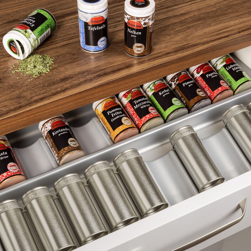 So-tech - orga-box Gewürzgläsereinsatz Gewürzdoseneinsatz / 526 x 28 x 474 mm / schiefergrau / für 60er Korpusbreite