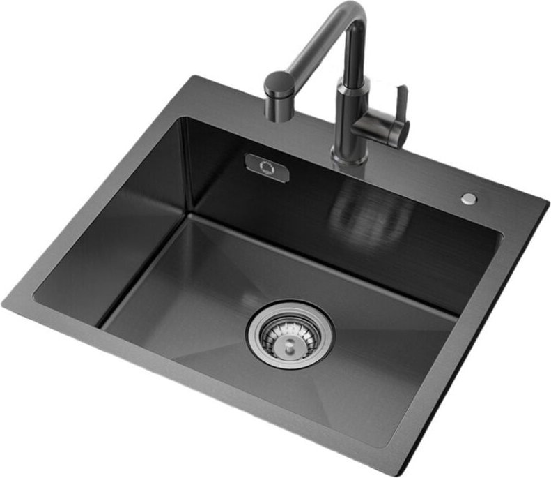 Edelstahl Küchenspüle Spülen mit 1 Becken 50 x 45 x 18,5 cm Schwarz - Cecipa