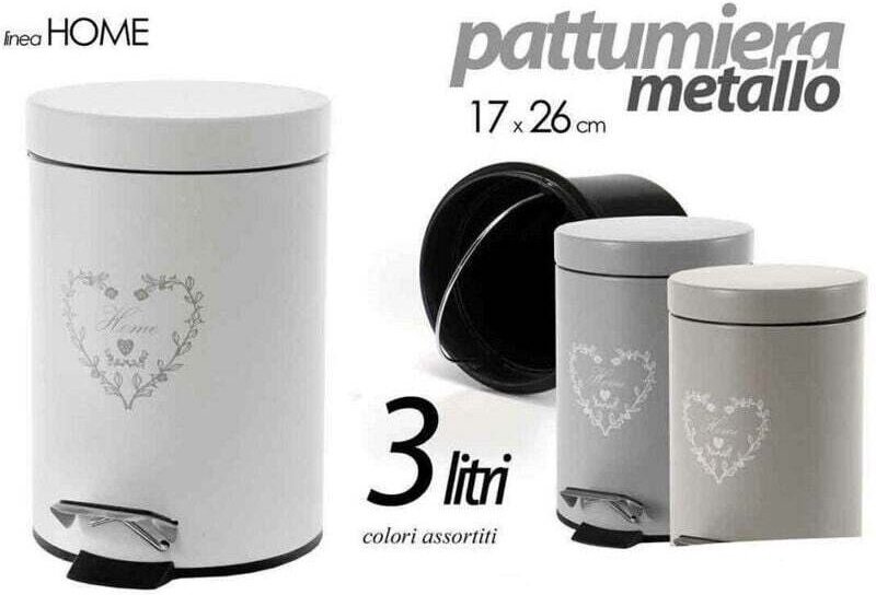 Vtizikl Pattumiera In Metallo 17x26cm 3lt Decoro Home Vari Colori Assortiti Tonda 748622 -
