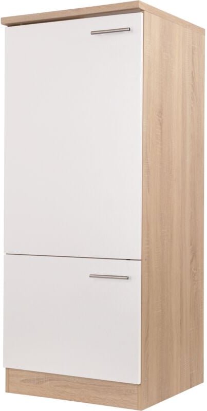 Umbauschrank Kühlschrank 60 cm Eiche Sägerau Weiß Merle Respekta