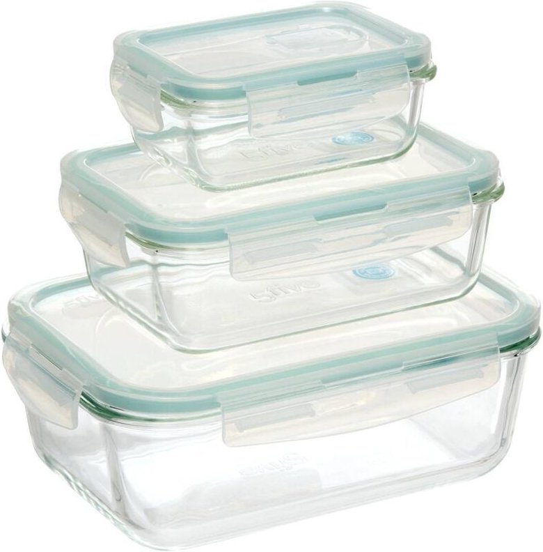 5five Simply Smart - 3 große rechteckige aufbewahrungsdosen clipeat glas - 5five