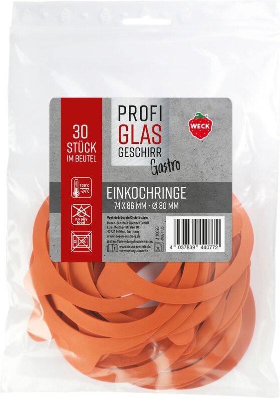 30er Beutel Gummiringe Weck 74 x 86 mm ø 80 mm 76134