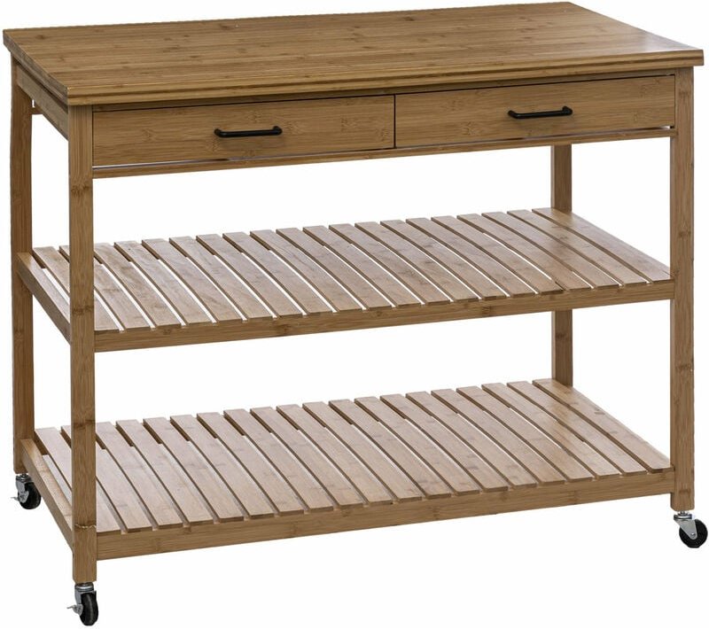 5five Simply Smart - Kücheninsel auf Rollen, Servierwagen, Bambus, 108 x 60 x 90 cm