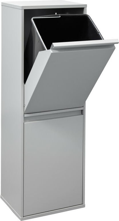 Basic Recycling Abfalleimer / Mülleimer aus Stahl, Mülltrennsystem mit 2 entnehmbaren Inneneimern aus Kunststoff mit Gri...