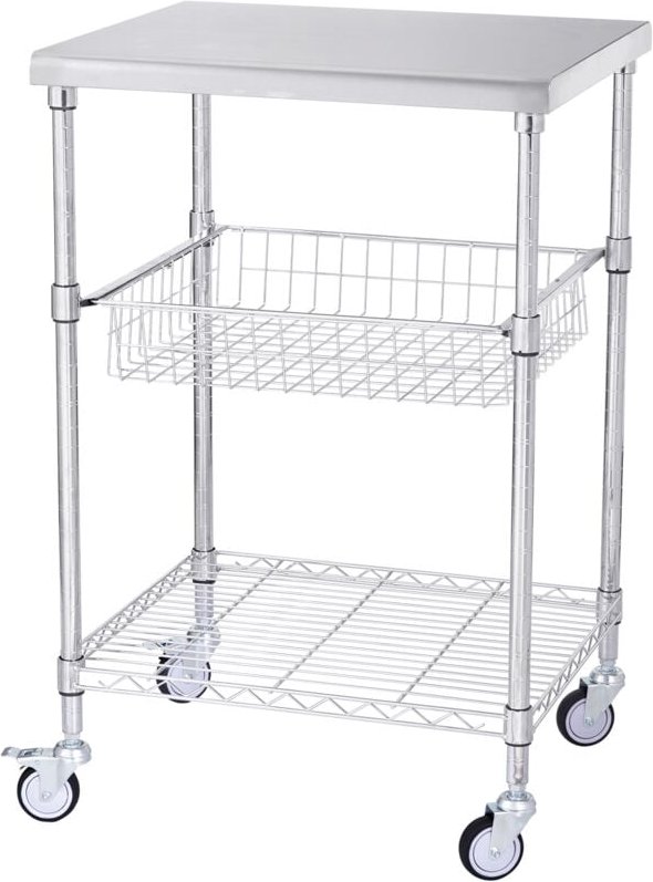 Mophorn Küchenwagen, 3 Ebenen, Rollwagen aus Draht mit 204 kg Tragkraft, Servierwagen aus Stahl auf Rädern, Aufbewahrung...