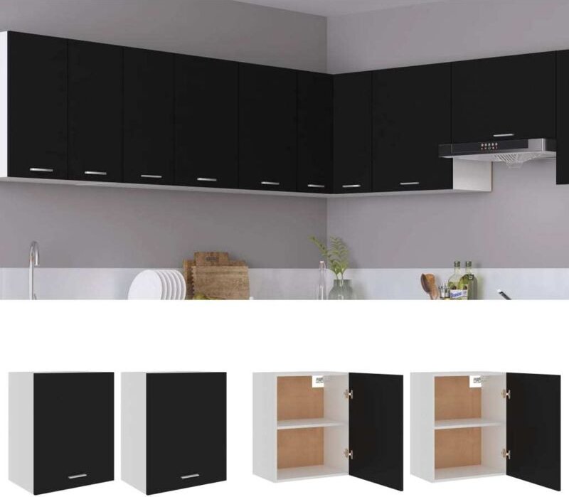 Hängeschränke 2 Stk. Schwarz 50x31x60 cm Holzwerkstoff - Vidaxl