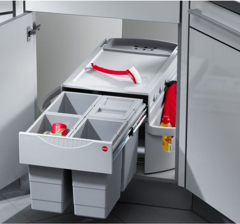 Thumbnail - Hailo - Rondo, Einbau-Mülleimer 360° drehbar, Eckschrank Küche, 4x8 l