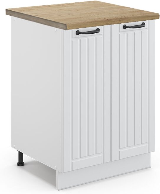 Vicco - Küchenunterschrank Fame-Line, Weiß Landhaus, 60 cm , ap Eiche