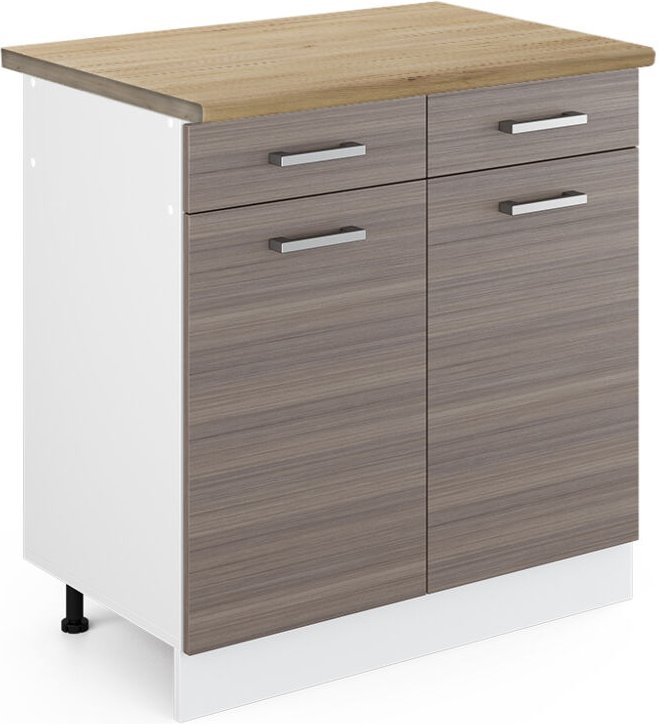 Vicco - Küchenunterschrank R-Line, Grau, 80 cm , ap Eiche
