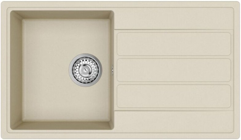 76x44 cm Granit-Einbauspüle mit umklappbarem Abtropfbecken, Jasmin (SATSINKGE3J) - Swiss Aqua Technologies