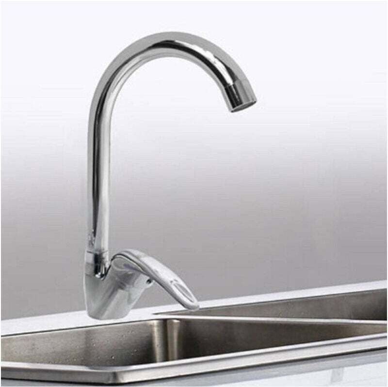 Küchenarmatur, hoher gebogener Auslauf, Einhebel-Spültischmischer, Chrom, 52934 - - Ulisem