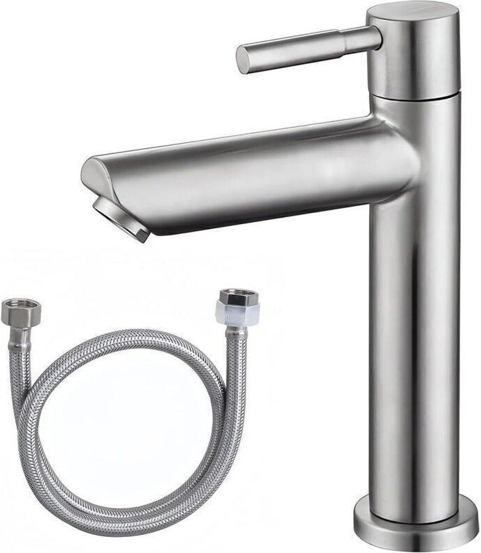 Kaltwasser-Waschtischarmatur – Edelstahl, Mischbatterie mit Schlauch, für das Gästezimmer