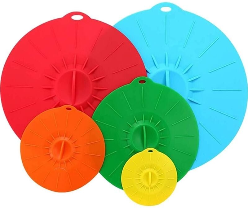 Stück lebensmittelechte Silikon-Topfdeckel, wiederverwendbare Silikondeckel, Saugnapfdeckel, für Schüsseln, Töpfe, Telle...