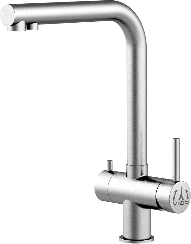 Thumbnail - 3 Wege Wasserhahn Edelstahl Massiv Kuechenarmatur mit L 360 schwenkbarem Auslauf - Edelstahl Gebuerstet