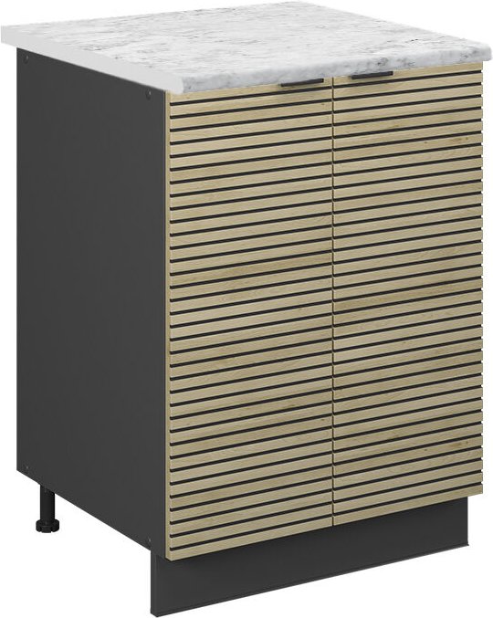 Küchenunterschrank Fame-Line, Eiche Paneel, 60 cm , AP Marmor, Vicco