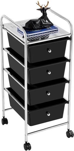 Thumbnail - Badrollwagen Badezimmerwagen Rollcontainer mit 4 stapelbaren Schubladen Rollwagen Kunststoff Schubladenwagen für Küche B...