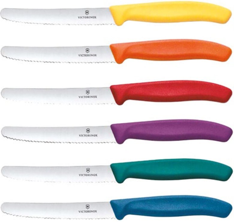 Schachtel mit 6 Tomatenmesser Victorinox Swissclassic 11 cm, assortiert – Beligne Et Fils Sas