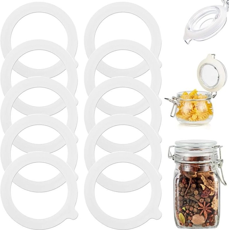 CCYKXA 10 Stück Ersatz-Silikon-Dichtungen, wasserdichte Silikon-Dichtungen, wiederverwendbare Gummidichtungsringe für Gl...