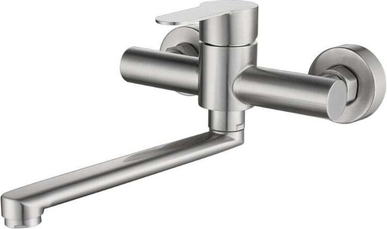 Wandmontierter Küchenarmatur, 360° drehbarer Spültischmischer, Küchenarmatur aus Edelstahl 304, gebürstet