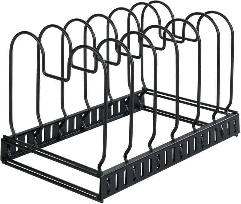 Ausziehbarer Deckel- und Topfhalter, verstellbarer Küchenschubladen-Organizer, 6 Fächer, lackiertes Metall, 30–57 x 18 x...