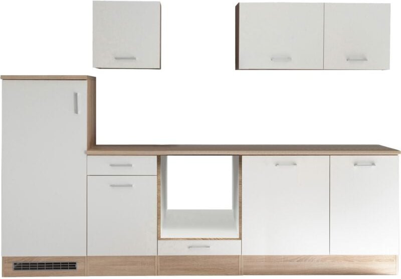 Küche Küchenzeile Leerblock Einbauküche Petunia 280 cm Eiche Natura Respekta