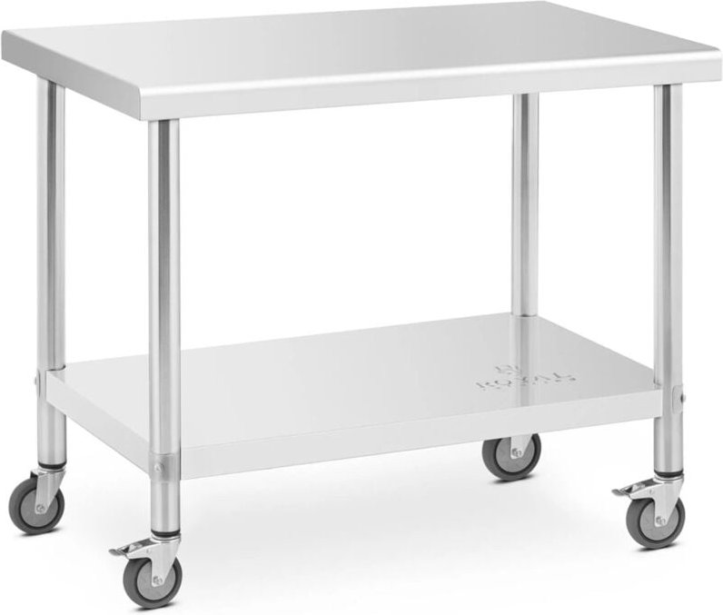 Royal Catering - Rollbarer Edelstahl Arbeitstisch Edelstahltisch Gastrotisch 60 x 100 cm 155 kg