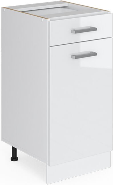 Küchenunterschrank R-Line, Weiß Hochglanz, 40 cm , ap Eiche Vicco
