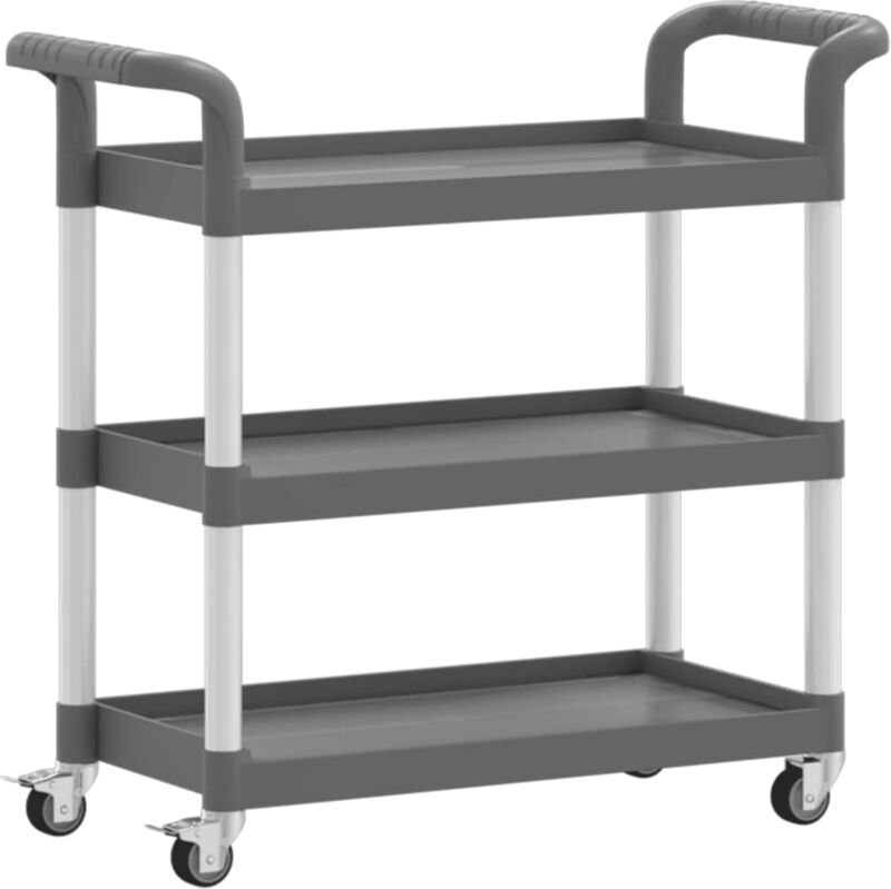 Rollwagen mit 3 Etagen Grau 77x34x72 cm Aluminium Vidaxl