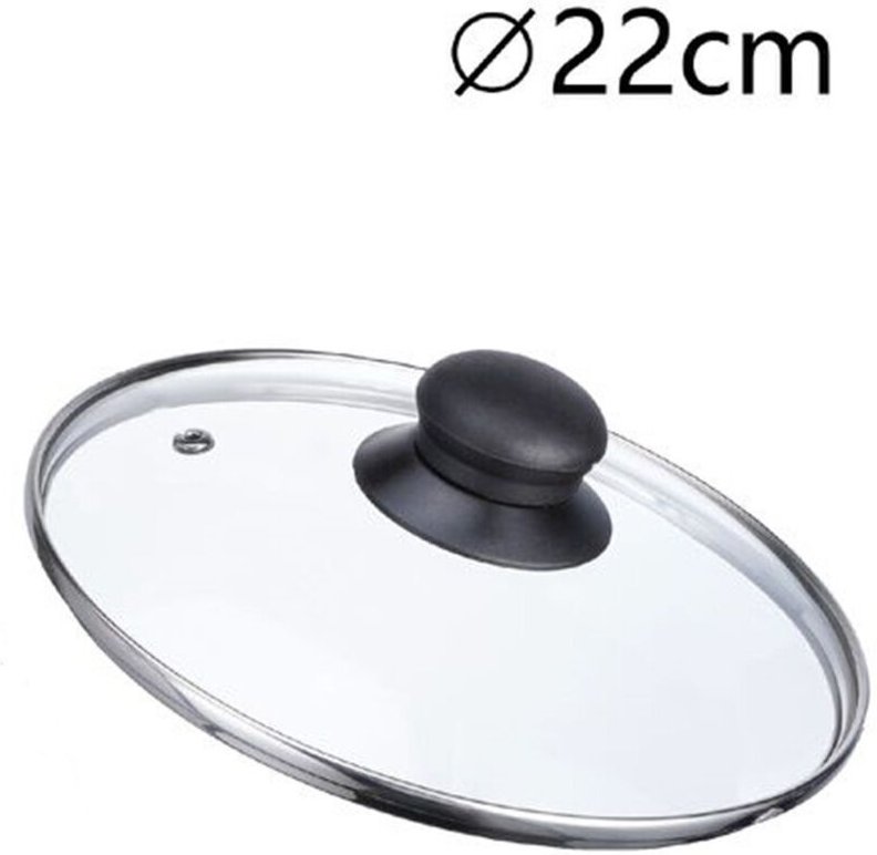 Trade Shop - Ersatzglasabdeckung für Pan Ø16-18-20-22-24-26-30-32cm schwarzer Knopf - -durchmesser 22cm -