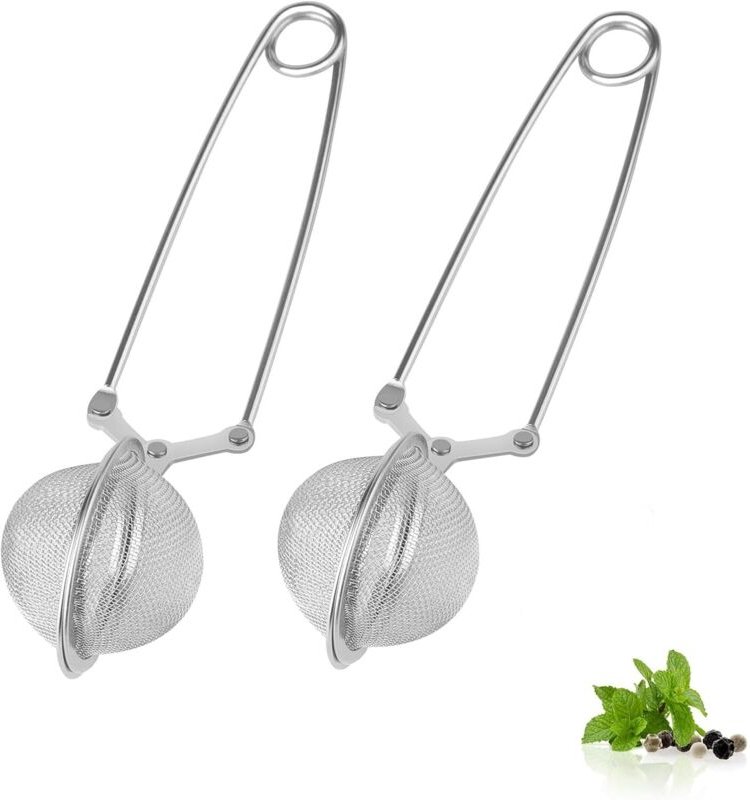 Teekugeln aus Edelstahl, 2-teiliges Tee-Ei mit Griff, Teekugel, feinmaschige Siebzange, Teefilter für losen Tee, Gewürze...