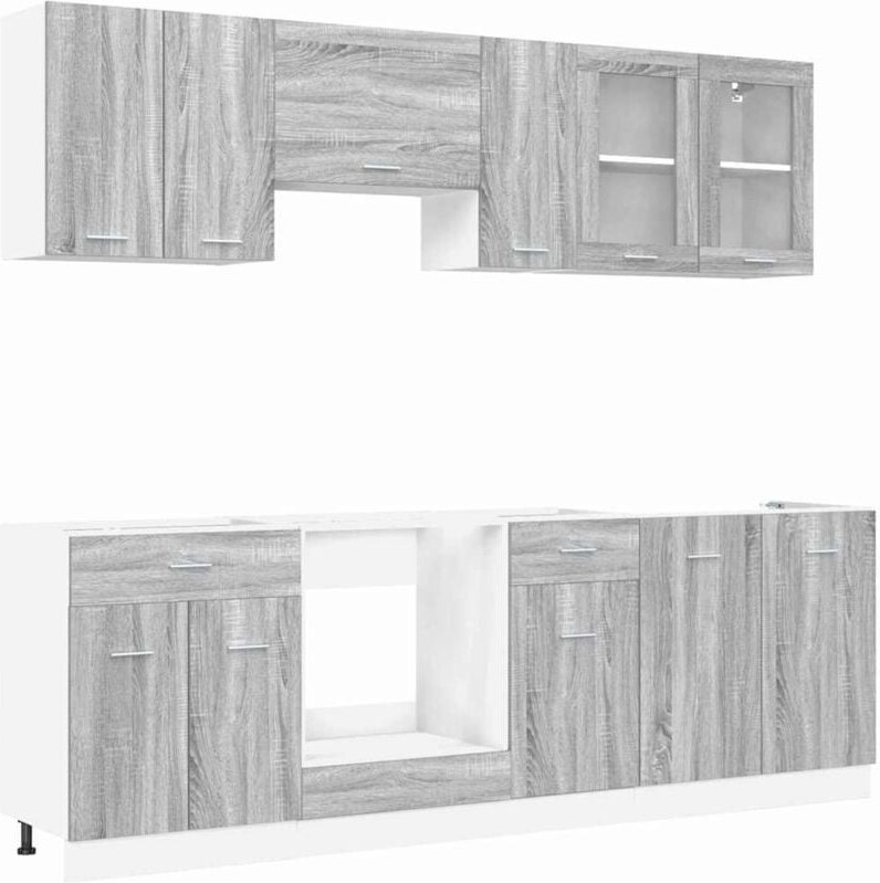 Küchenschrank-Set Lyon 8 pcs Graues Sonoma 240 x 46 x 81,5 cm vidaXL